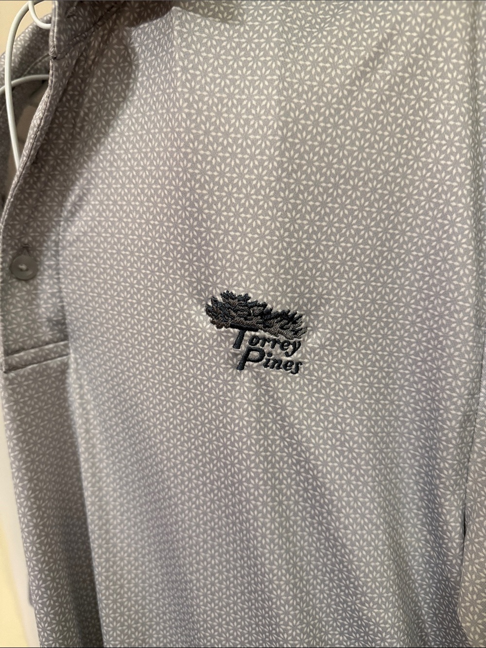 Men’s Under Armour Light Gray Patterned Polo with Torrey Pines Logo